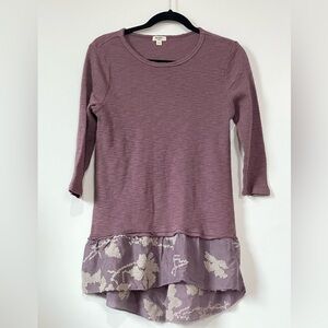 Dylan Women's Luxe Slub 3/4 Sleeve Lace Long Sleeve Shirt